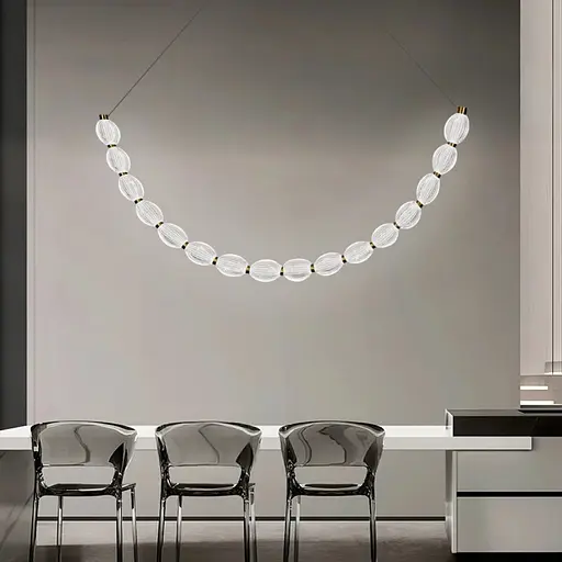 Дуговая Led люстра с 16 прозрачными рельефными шариками в корпусе 120 см Line F | Ст. MJ344-1200L AB+CL - фото 1