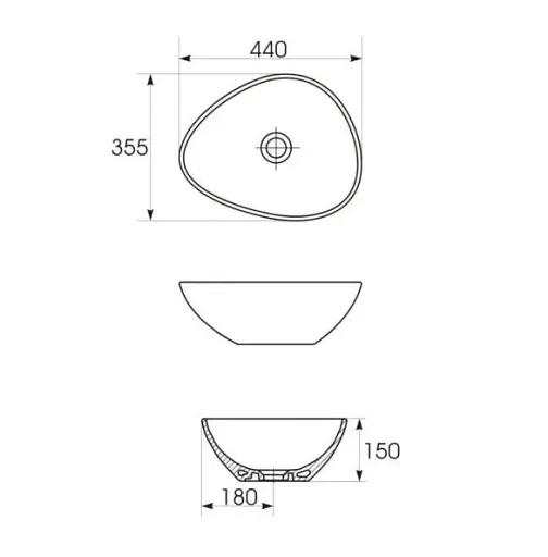 Раковина на стільницю Cersanit Moduo асиметрична 45 см K116-051 30412 - фото 4