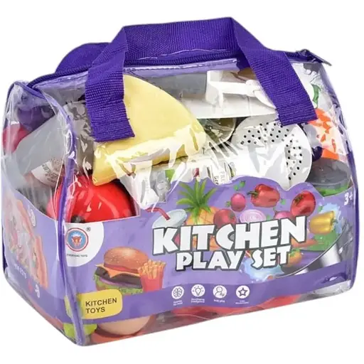 Ігровий набір продуктів BA17 на липучках з кухонним посудом: овочі, фрукти, фастфуд, каструля та сковорідка - фото 2