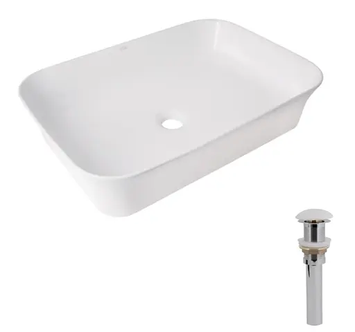 Раковина накладная Qtap Virgo N 560x380x130 White с донным клапаном QT18116308W48462 - фото 2