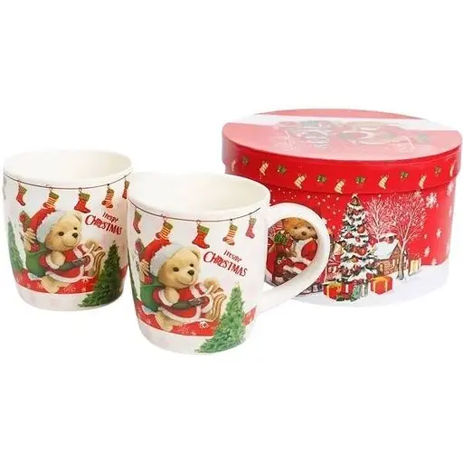 Набор чашек новогодних Tanto T3691 керамика в подарочной упаковке 350 мл Белая 2 шт - фото 1