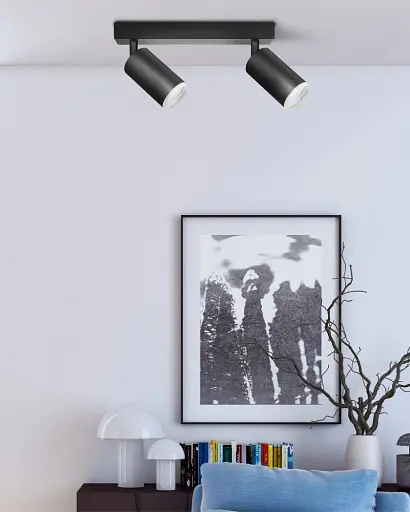 Світильник поворотний, спот Goldlux 327703 London GU10 2x10W IP20 Чорний - фото 2