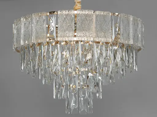 Приваблива новинка, кришталева люстра в хол, 9 ламп, золото - фото 1