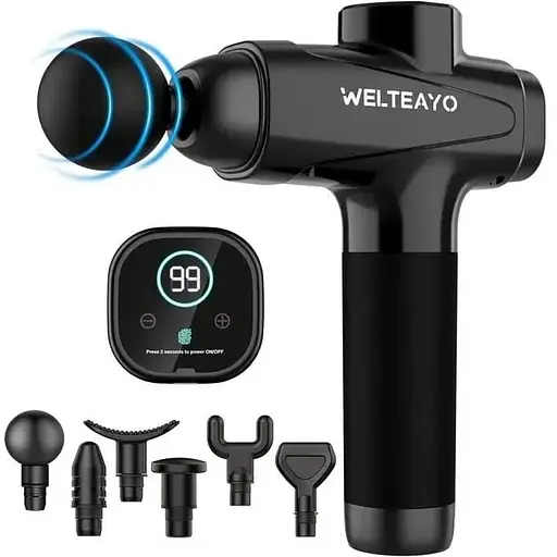 Массажный пистолет для мышц Welteayo 30 скоростей 6 головок