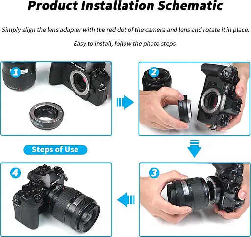 Адаптер об'єктива Fotga Auto-Focus AF для чотирьох третій (4/3) кріплення об'єктива до камери Micro Four Thirds (MFT, M4/3) - фото 5