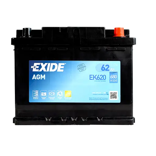 Акумулятор Exide Start-Stop AGM 62Ah Ев (-/+) 680EN 242 х 175 х 190 мм