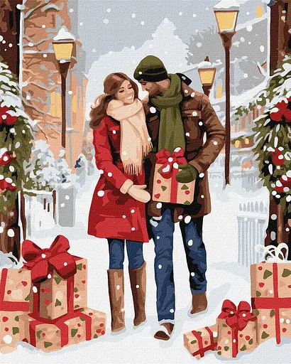 Набор для росписи по номерам Обмен подарками, 40x50 см, КНО8349