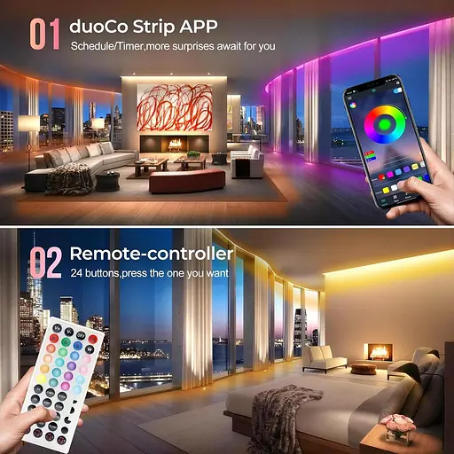 LUXONIC 16.4FT 5M Неонова світлодіодна стрічка, RGB світлодіодна стрічка, Bluetooth Гнучкий силіконовий неон з APP/пилемним - фото 4