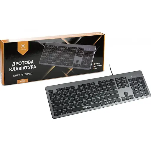 Клавіатура Vinga KB735 black-grey (KB735 black-grey) - фото 8