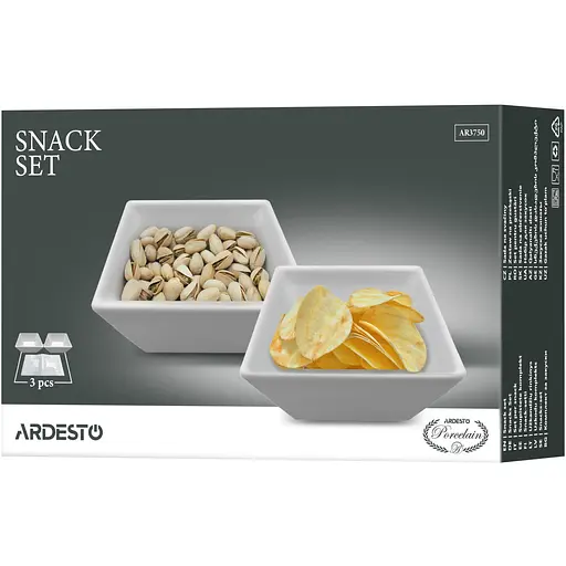 Набор для закусок Ardesto фарфор 3 предмета белый (AR3750) - фото 6