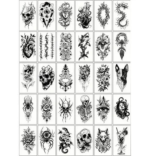 Набор детских временных тату Черные мини №5 black-tattoo-mini-set-5-T