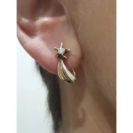 Золоті сережки ЮЗ "Багет" з діамантами. 0В410250736/21 - фото 2