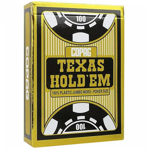 Карты игральные Cartamundi Copag TEXAS HOLD'EM 100% Plastic Jumbo Index (black) (PC_CPJI) - фото 1