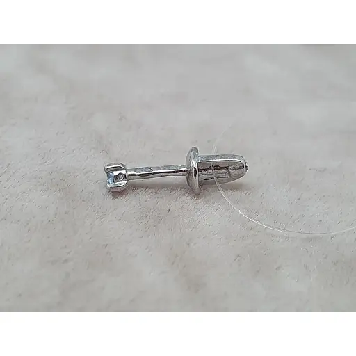 Серебряная моносерьга пуссета с фианитом. 3004.9С Синий (топаз) - фото 3