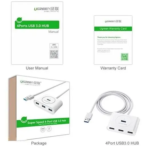 USB-хаб Ugreen CR113 USB to 4-Port USB 3.0 (40850) [52736] - фото 4
