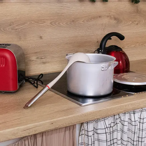 Ополоник половник керамічний під мармур із ручкою з нержавіючої сталі 35 см, Kitchen Master Сталевий 85643 - фото 7