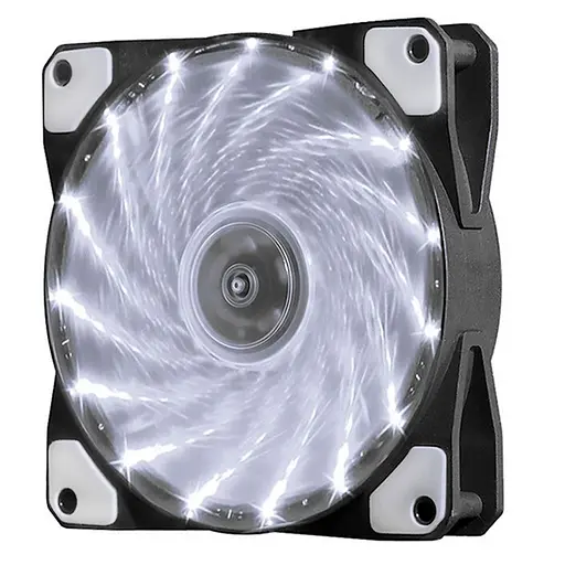 Кулер корпусной Voltronic sleeve fan 3pin + 4pin - 120мм, 12V, 1100об/мин, 15LED, White
