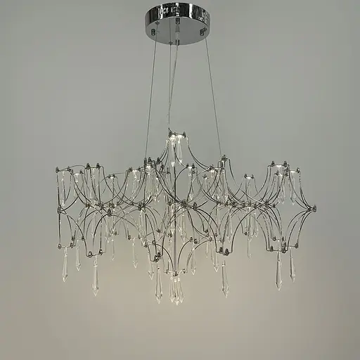 Дизайнерська невагома срібна люстра із кришталем Ø 70 см | Арт. MJ 203-730 CH | Line F - фото 7