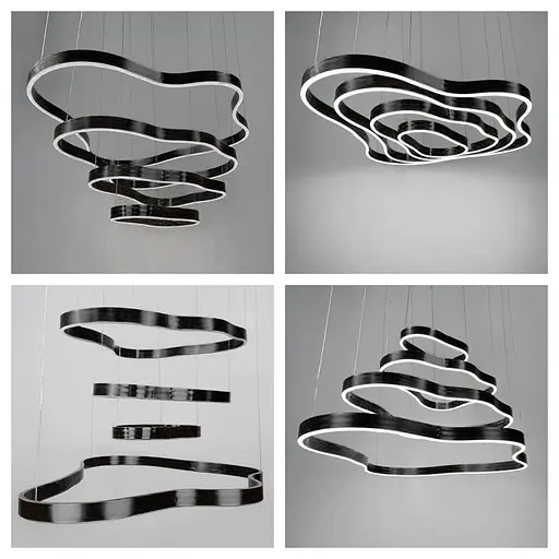 Вражаюча чорна люстра на 4 яруси 100+83+63+43 см | Арт. PCL003-100*80*60*40 BK | Line F - фото 4