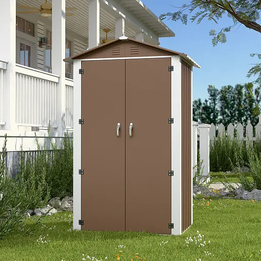 Хозблок-сарай металлический DS-01 с двускатной крышей 185х120х90 см Коричневый - фото 2