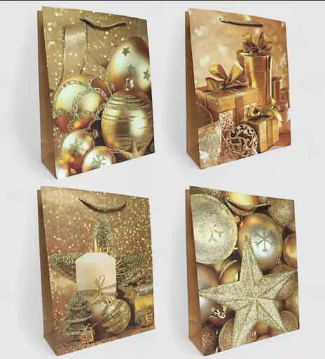 Подарунковий пакет "Golden NY" 31х42х12см, набір з 4-х штук bl2502-197