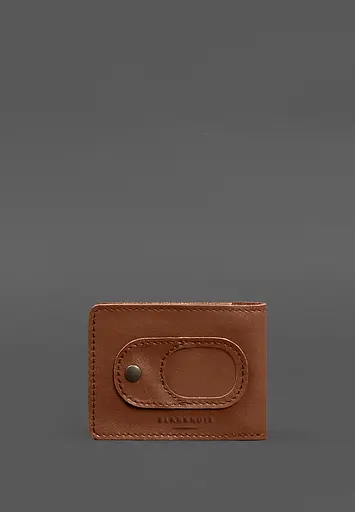 Кожаная обложка для удостоверения участника боевых действий с карманом для жетона светло-коричневая - фото 4