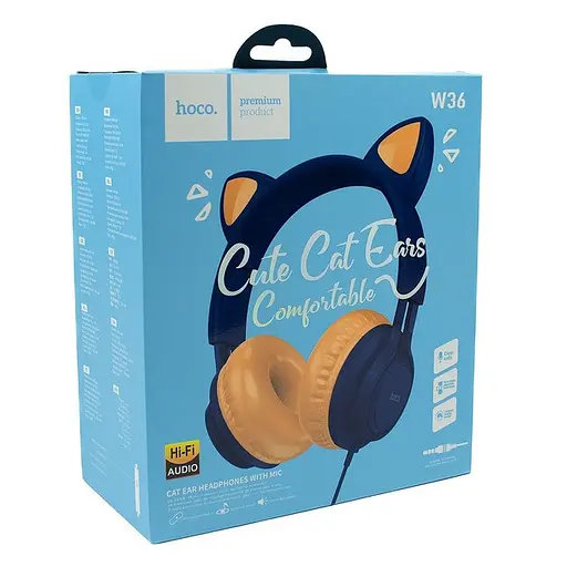Наушники Hoco W36 Cat Ear Темносиний - фото 6