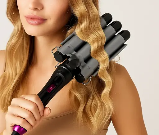 Потрійна плойка Domotec MS-481B три хвилі для створення хвиль та локонів 3 Barrel Hair Curler 97 Вт Чорна - фото 5