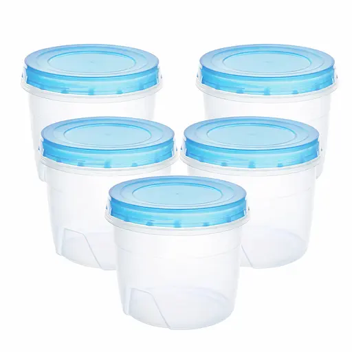 Пластиковые контейнеры для еды круглые PP 1 л с закручивающейся крышкой – набор 5 шт 88323 - фото 3