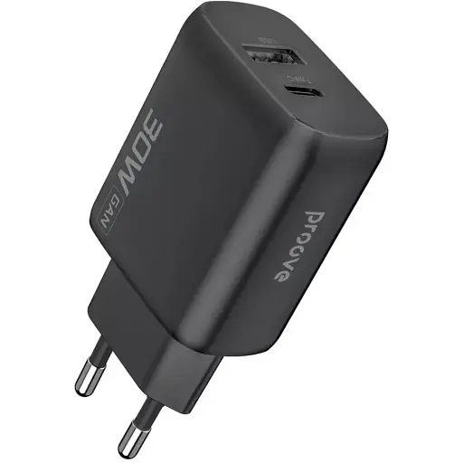 Зарядний адаптер блок живлення Proove Silicone Power 2 30W (2 порти Type-C + USB) WCSP23110001 чорний - фото 1