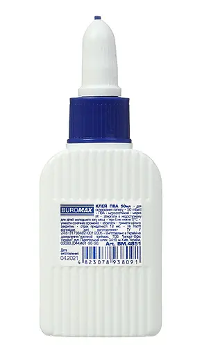 Клей ПВА, JOBMAX, 50 мл, ковпачок-дозатор, 4 шт. в упаковці