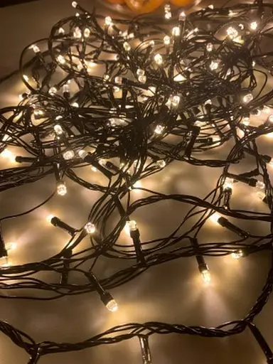 Светодиодная гирлянда нить уличная Led Cob 10м 100led батарейки Warm White - фото 3