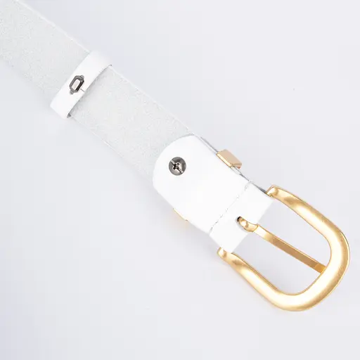 Ремінь жіночий шкіряний HC-3092 (130 см) білий з золотою пряжкою - фото 4