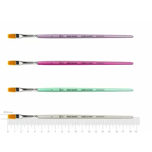 Кисть синтетика плоская HOBBY&CRAFT №4 для декора короткая ручка Rosa Talent