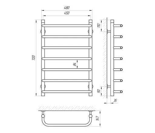 Полотенцесушитель Laris Стандарт П7 450x700 71207062, Хром - фото 2