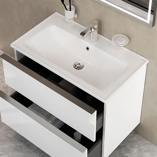 Тумба з умивальником AM.PM X-Joy S підвісна 80 см 2 ящики білий MTA-FHX0802WG-WCC0802WG Білий - фото 8