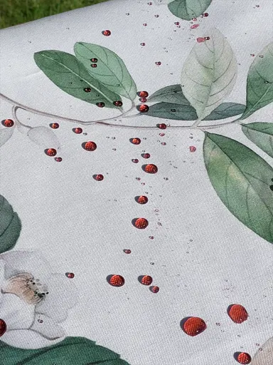 Водоотталкивающая Скатерть с 3D принтом Яблоневый цвет 220х140 см (+ 4 салфетки 30х40) Белый - фото 9