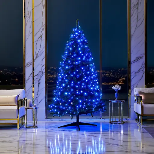 Новогодняя гирлянда комнатная роса 50 м 1500 LED Хвойная лапа белый провод Синий Garlando D1500L50MWBL - фото 2