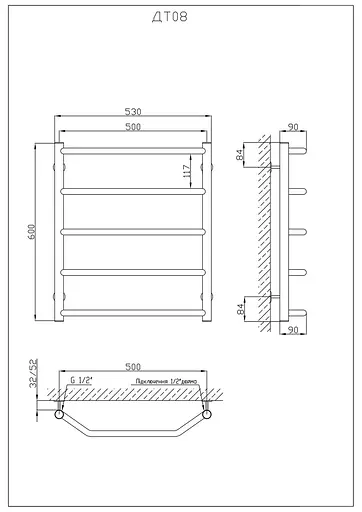 Водяна рушникосушарка Kosser Трапеція 600x530/5 ДТ08, Хром - фото 5