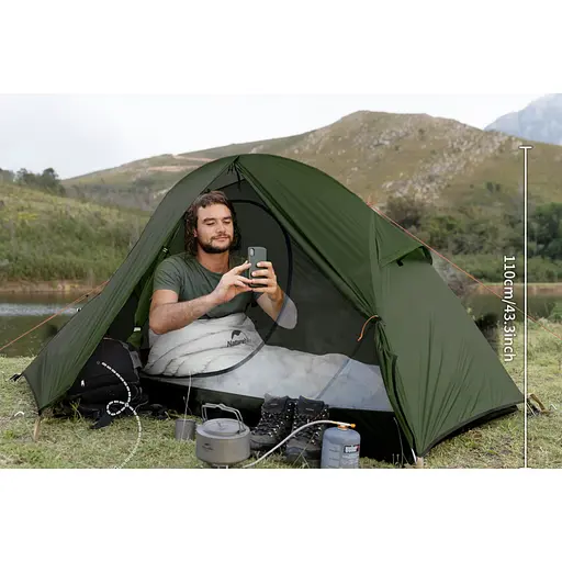 Одноместная палатка Naturehike Cycling 1 NH18A095-D 210T (Темно-зеленый) - фото 4