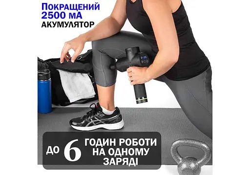 Массажный пистолет EasyFit Percussio (портативный перкуссионный вибромассажер для тела с 6 насадками) (EF-2073) - фото 5