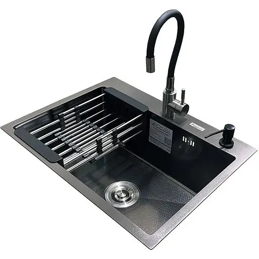 Комплект мийка + змішувач + дозатор Romzha Arta Carbon U-550 Space Gray (C) - фото 1