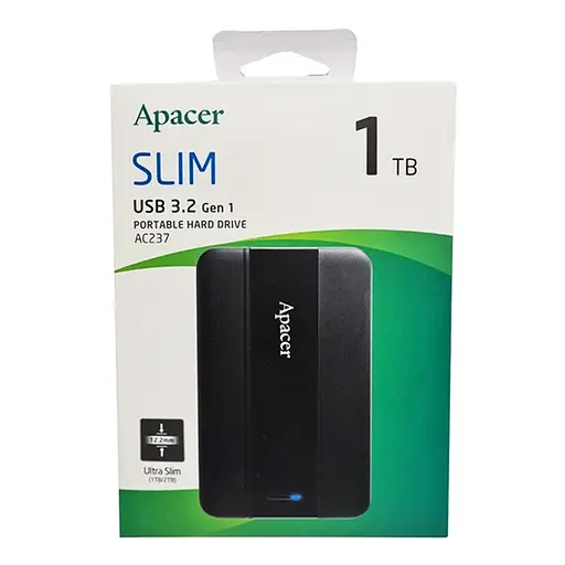 Зовнішній жорсткий диск Apacer PHD External 2.5'' USB 3.2 Gen. 1 AC237 1Tb Black (color box) - фото 2