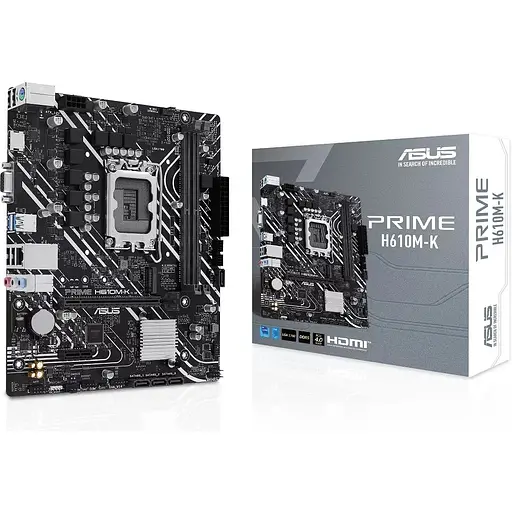 Материнська плата Asus Prime LGA1700, H610M-K, H610, 2xDDR5, Int.Video(CPU), 4xSATA3, 1xM.2, 1xPCI-E 4.0 x16, 1xPCI-E 3.0 x1, ALC997, GLan. VGA/HDMI, MicroATX - фото 2