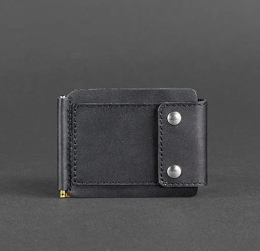 Мужской кожаный портмоне черный 10.0 зажим для денег - фото 8