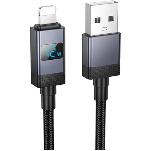 Кабель Hoco X118 Generous charging data cable with display iP Чорний