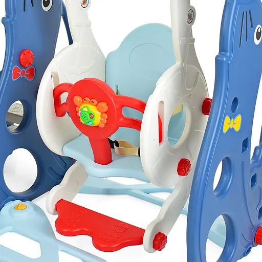 Дитяча гірка-гойдалка BAMBI WM19020-4 з баскетбольним кільцем, ш147-г178-в107,5см, синя - фото 5