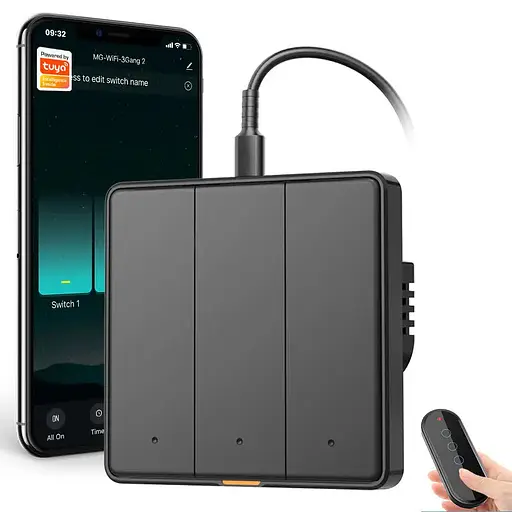 Вимикач Wi-Fi механічний Tuya RF433 EU Wi-Fi на одну лінію Сірий