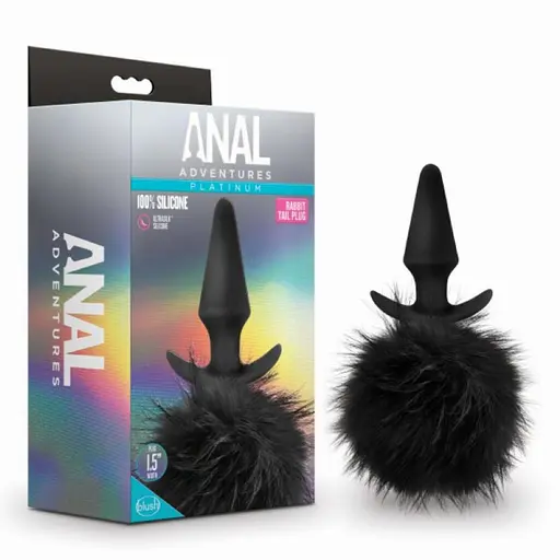 Анальна пробка Anal Adventures Rabbit Tail Plug 12,7 см (чорний) - фото 3
