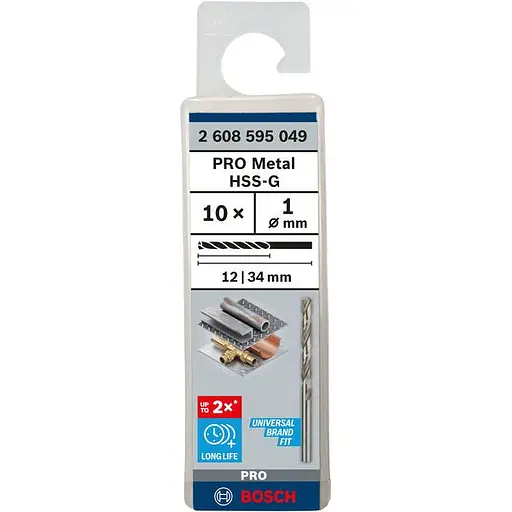 Сверло по металлу Bosch HSS-G 1 мм 10 шт. (2.608.595.049)